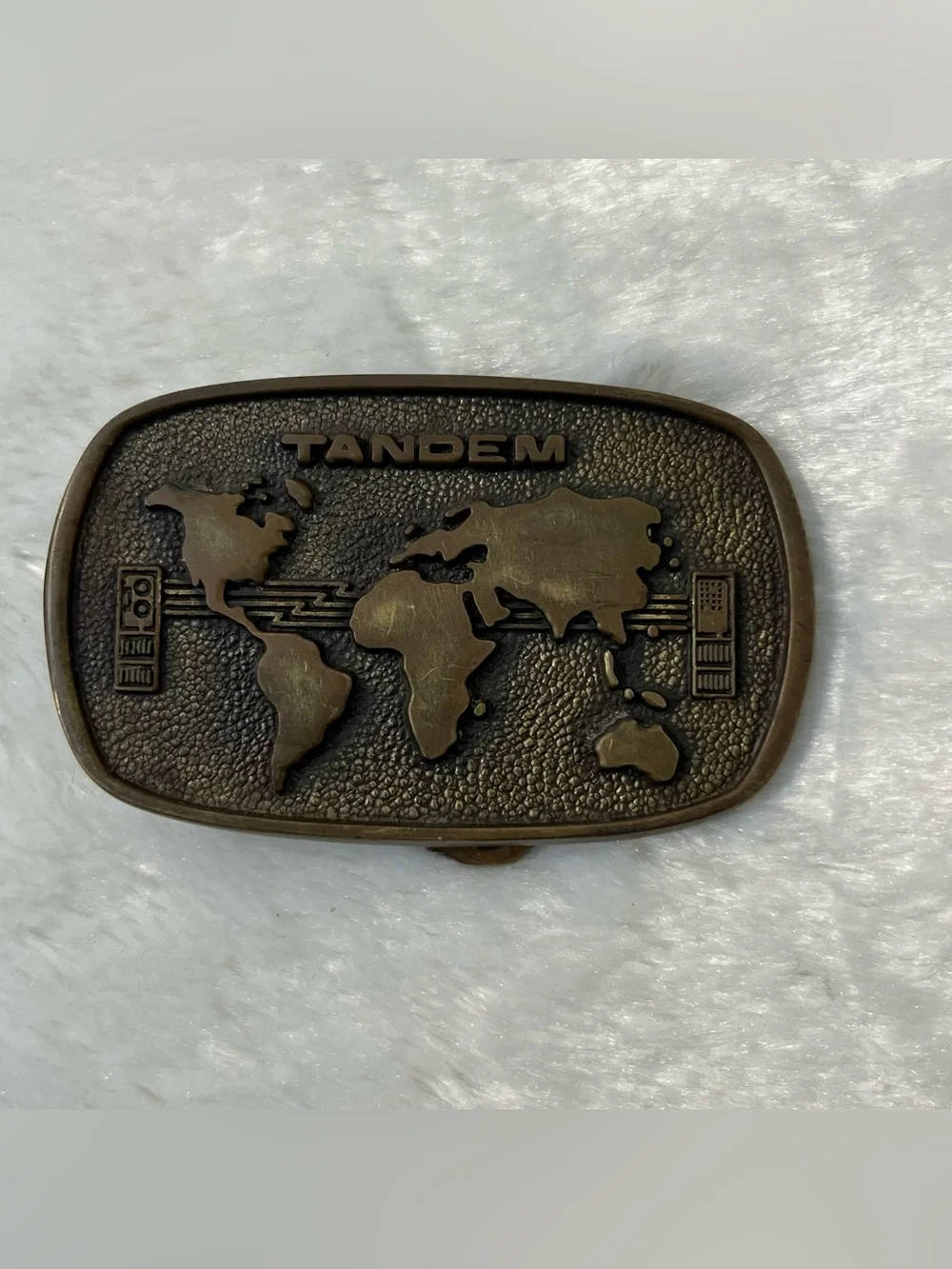 Vintage 70’s Tandem Solid Brass Belt Buckle Made In USA